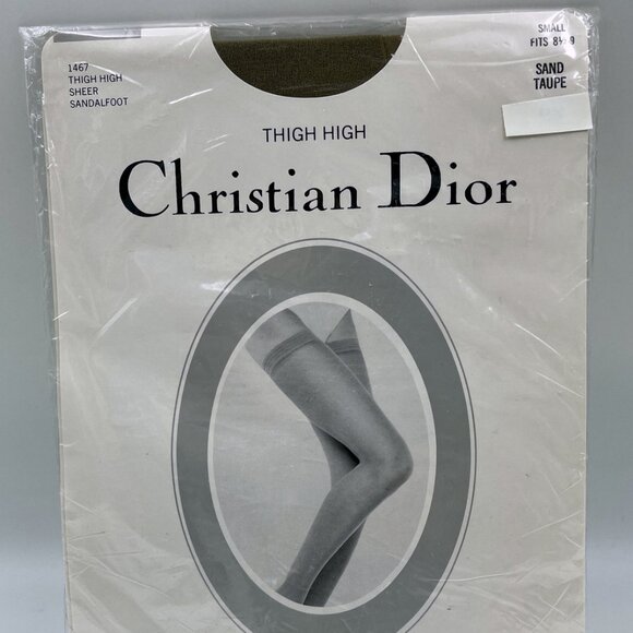 VGT Christian Dior Thigh Highs Sheer Stockings Size Small Sand Taupe Style 1467 - Picture 1 of 6
